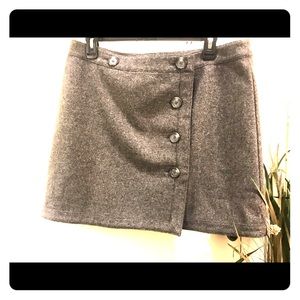 Ann Taylor Loft Gray Botton Wool Wrap Skirt Size12